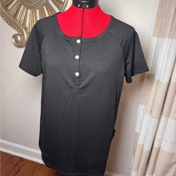 Tops - Automet Black 3button tee size Med, NWOT